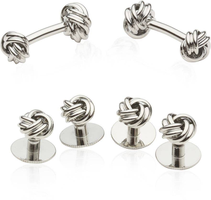 Silvertone Knot Cufflinks & Studs